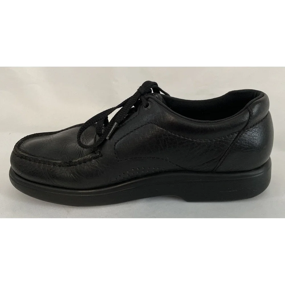 Men's SAS Bout Time Tripad Moc Toe Lace Up Black Walking Shoes Leather 10.5 M
